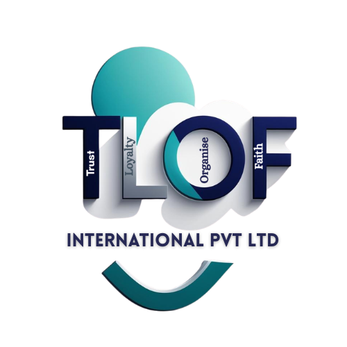 TLOF International Pvt Ltd logo featuring the commitment words Trust, Loyalty, Organise and Faith